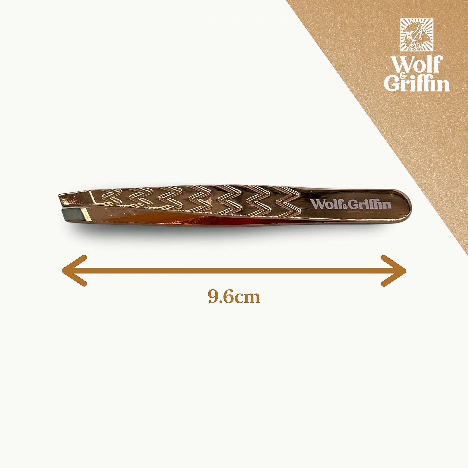 Пінцет Wolf & Griffin Ultimate Precision професійний скошений з чохлом Rose Gold, фото №4