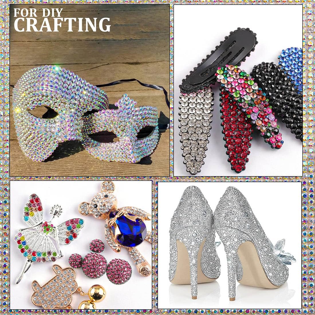 Стразы для ногтей (набор) PLABBDPL 2400 шт. Разноцветные разных размеров, фото №6