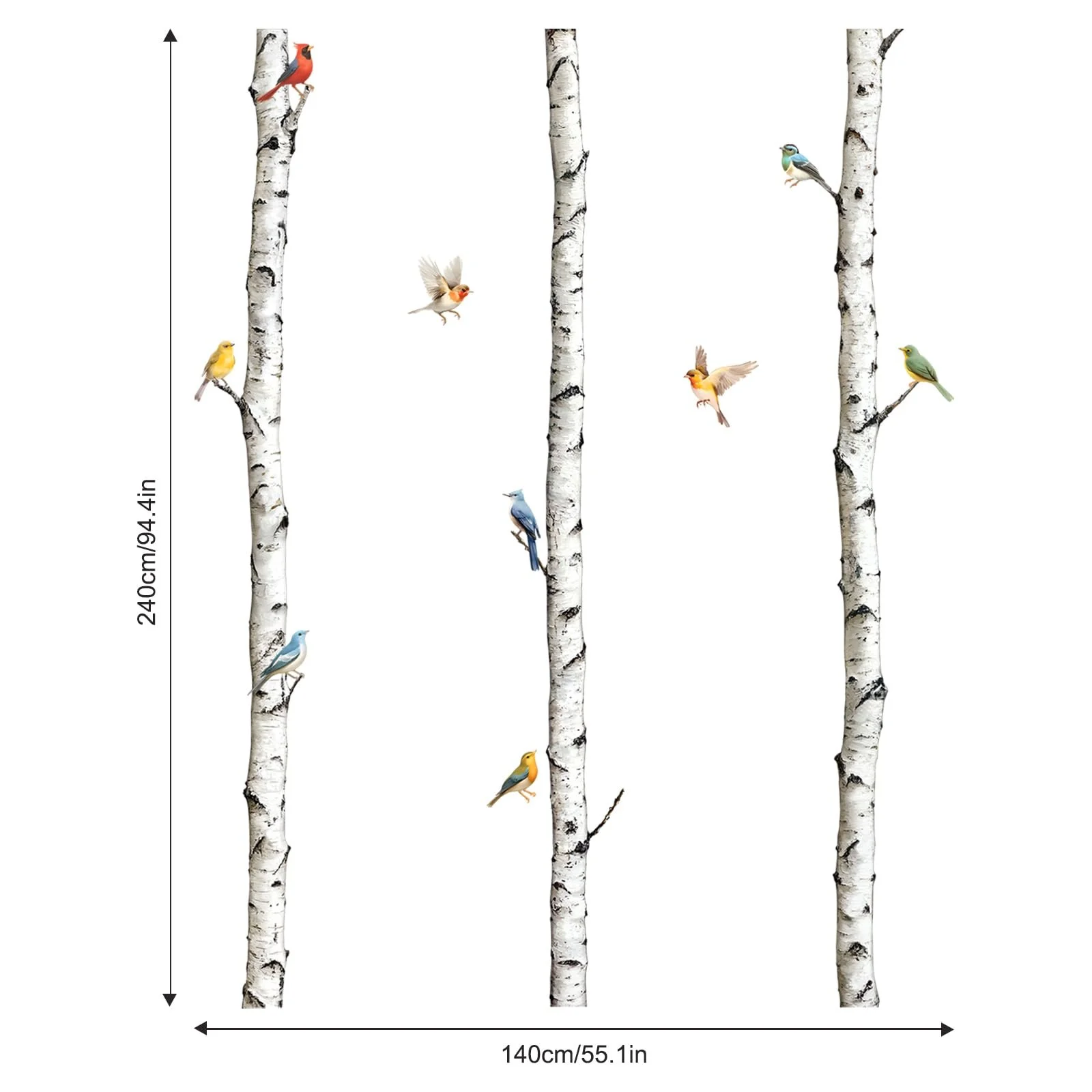 Наклейка на стіну Supzone High Birch Trees 240 см Біла, фото №4