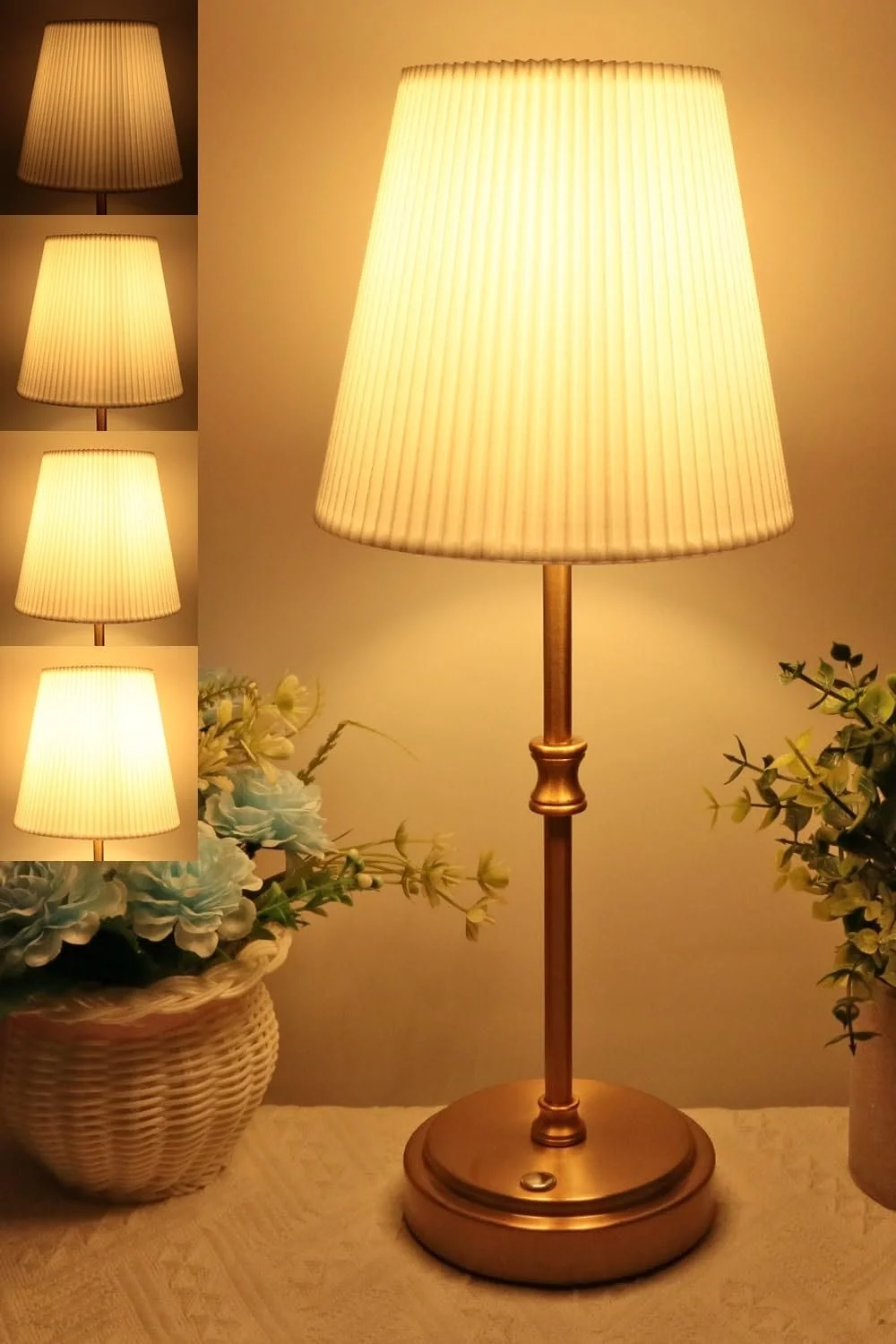 Бездротова настільна лампа Диммована Сенсорна 5000 мАг 38 см з тканинним абажуром, фото №1