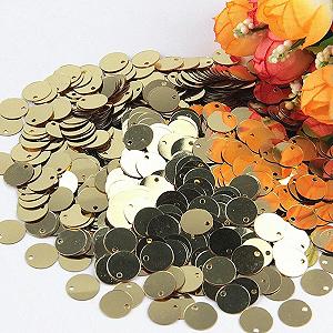 Блестки Круглые Плоские Крупные 10 мм, 15 мм, 20 мм, 25 мм Светло-золотой, 10 г, 250 шт - Фото 1