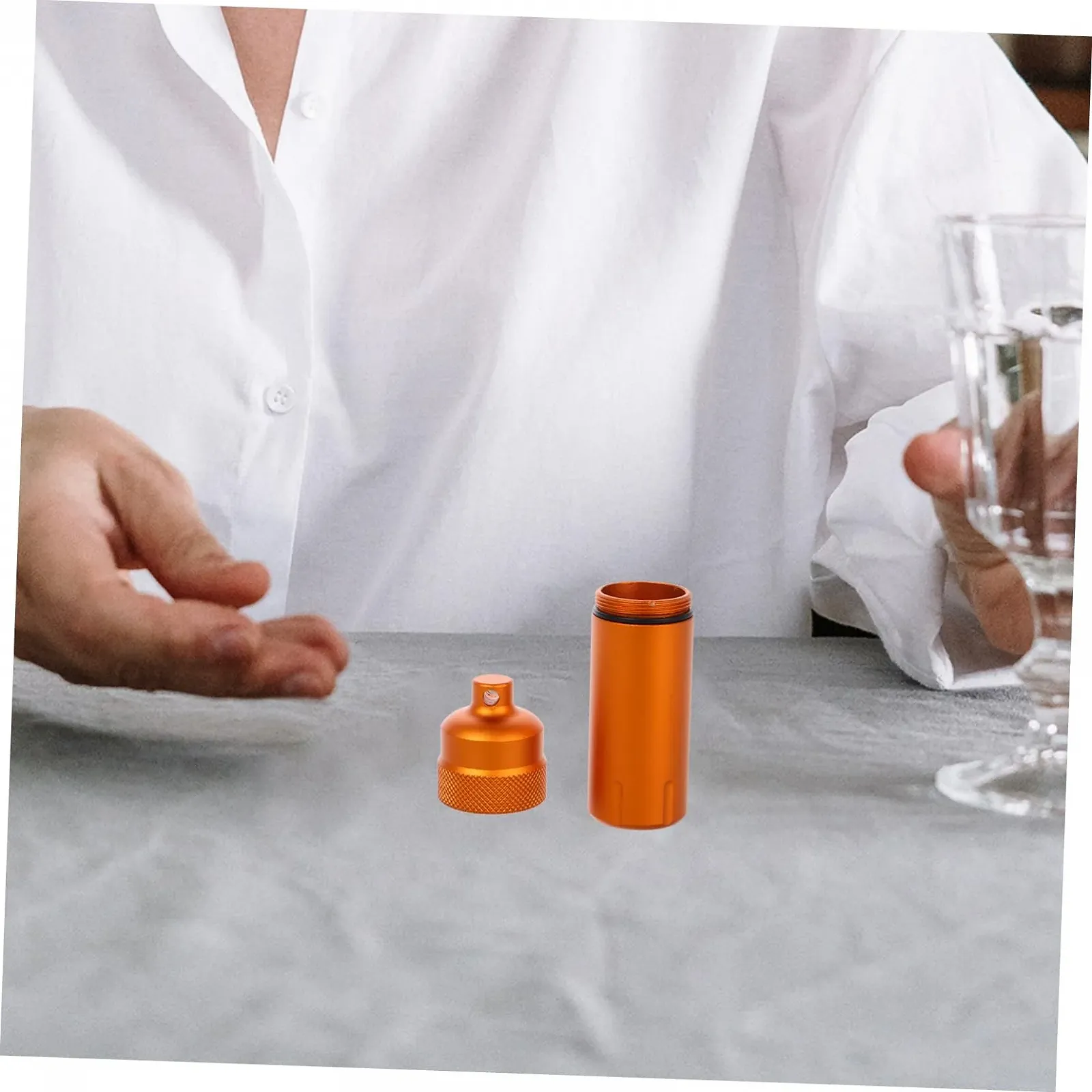 Контейнер для медикаментів водонепроникний тримач таблеток таблетниця футляр для ліків дорожній контейнер для таблеток помаранчевий алюмінієвий сплав, фото №6