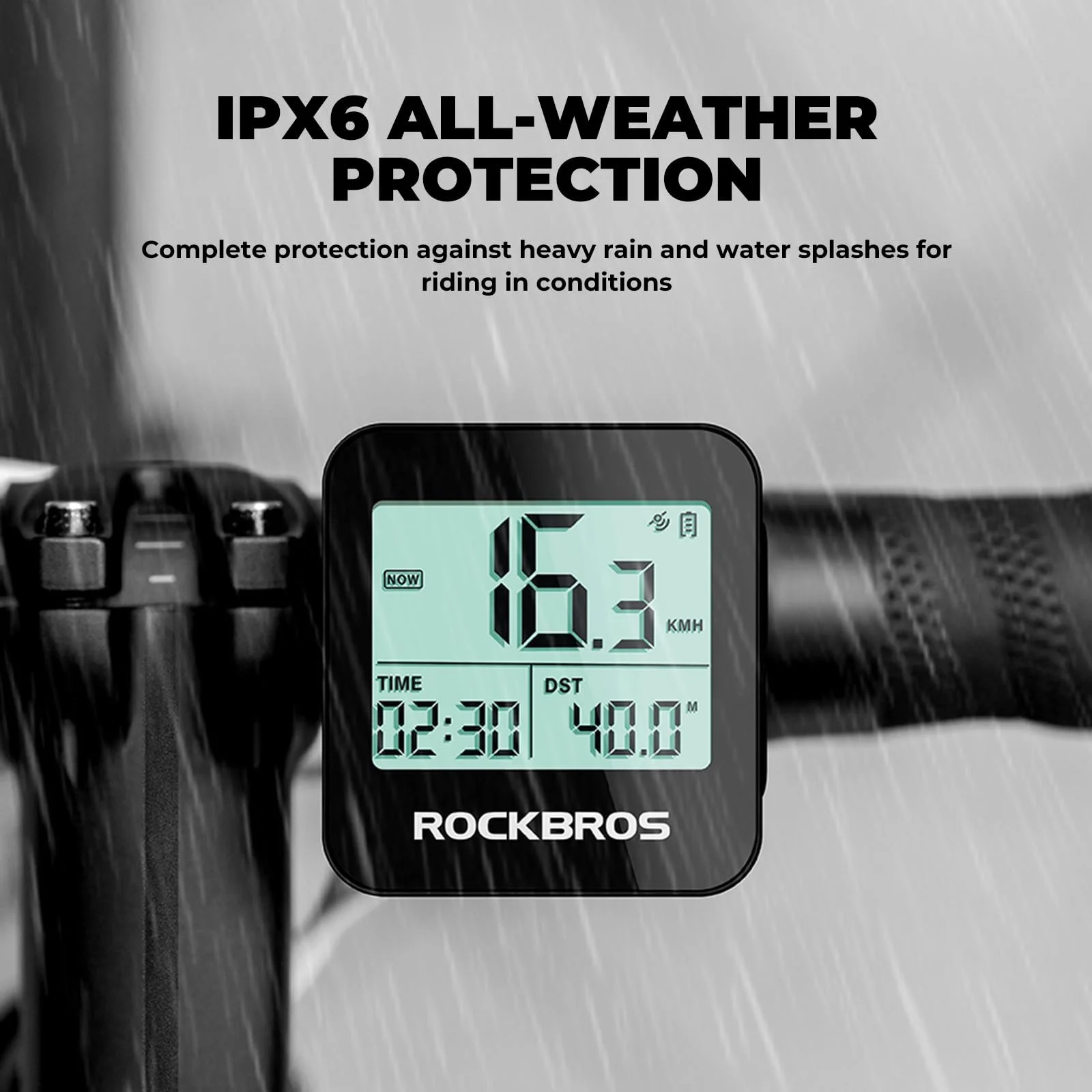 Велокомпьютер ROCKBROS GPS IPX6 2" FSTN Черный, фото №7