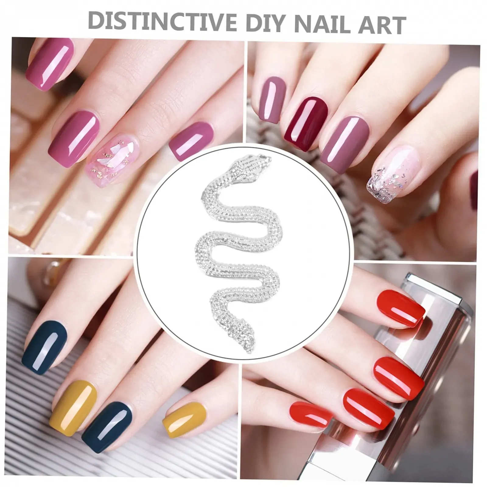 FRCOLOR Набор украшений для ногтей 120 шт. Помпон Магнитные украшения для детей Змеиный дизайн ногтей Змеиные украшения для ногтей Стразы для мобильного телефона 3D, фото №9