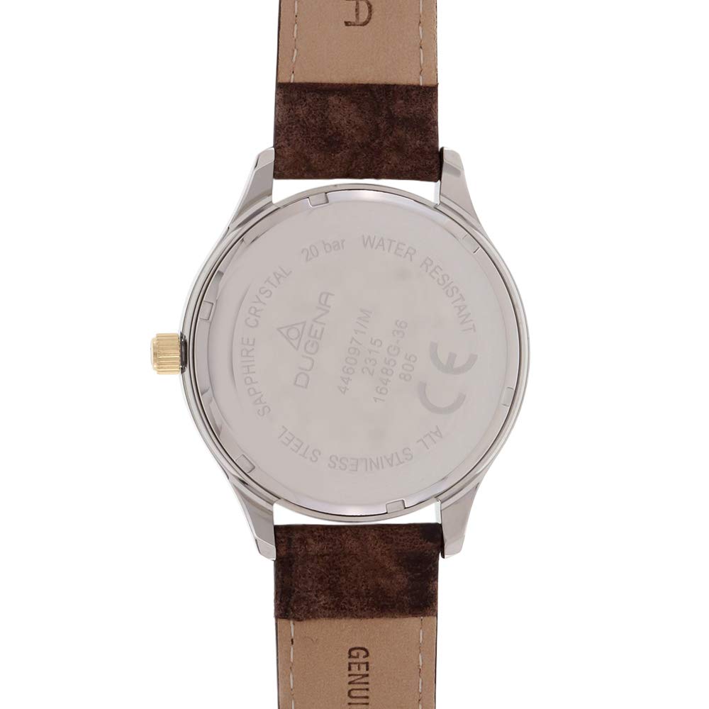 Мужские часы Dugena Tresor Master кварцевые двухтонный циферблат стальной корпус сапфировое стекло коричневый ремешок пряжка 20 Бар 4460971, фото №2 Мужские часы Dugena Tresor Master кварцевые двухтонный циферблат стальной корпус сапфировое стекло коричневый ремешок пряжка 20 Бар 4460971, фото №2