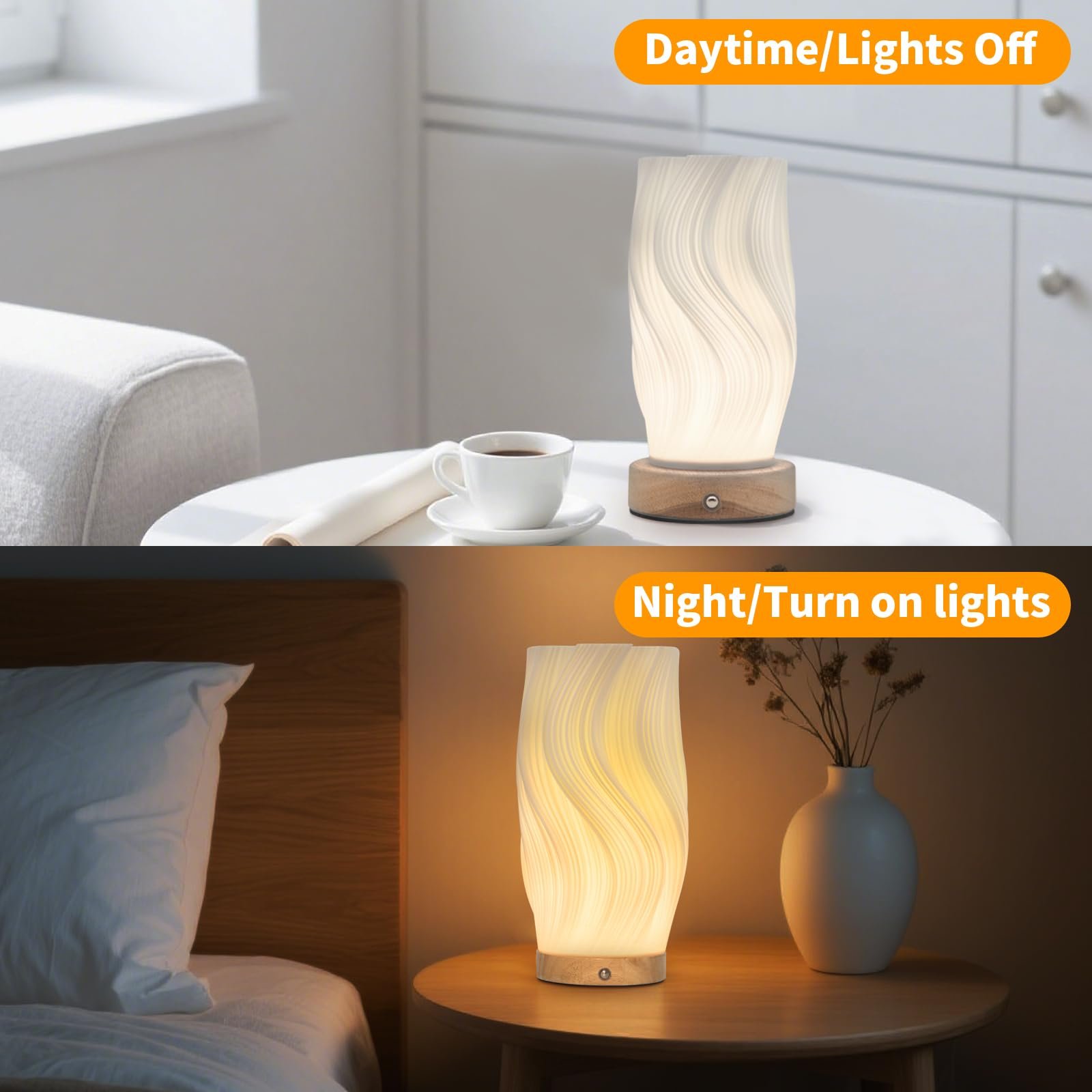 Настільна лампа FANSIR Medium Breeze A Wooden Base 9-Level Dimmable USB PLA Lampshade, фото №4