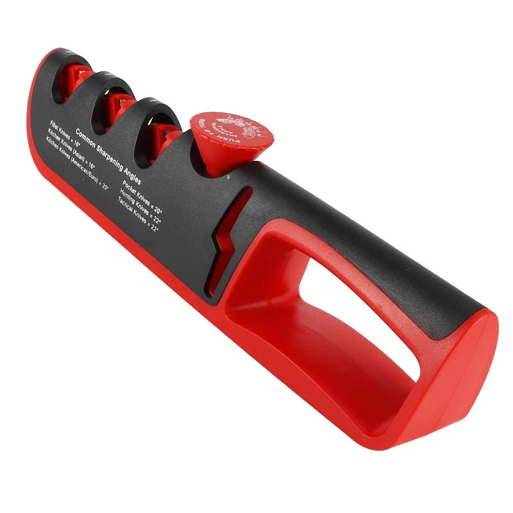 Точилка для ножей 4-в-1 с регулируемым углом 14-24 градуса и нескользящим основанием из вольфрамовой стали и керамики, фото №9