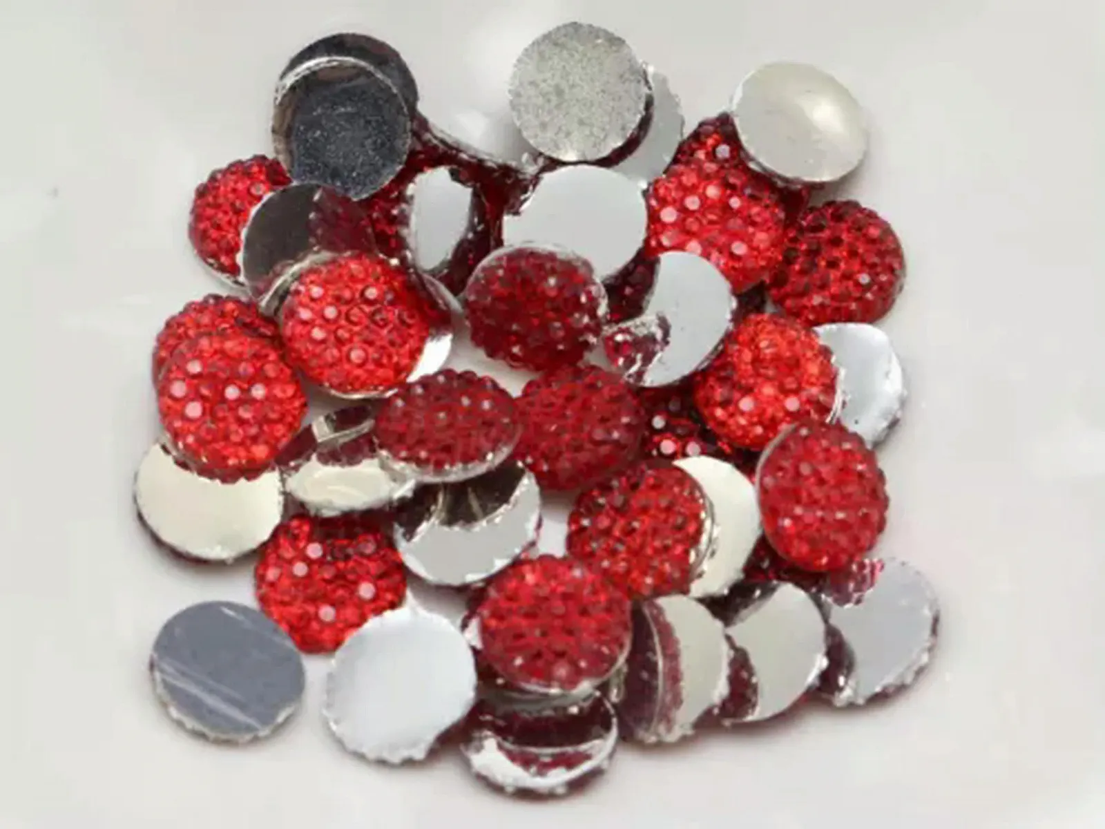 Круглі стрази з плоскою задньою стінкою з смоли в горошок 8 мм (0,31 дюйма) Прозорий колір, фото №8