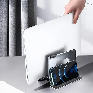 Вертикальная док-станция для ноутбука Aluminium с гравитационной автоблокировкой, зажимом с силиконовой защитой - Фото 1