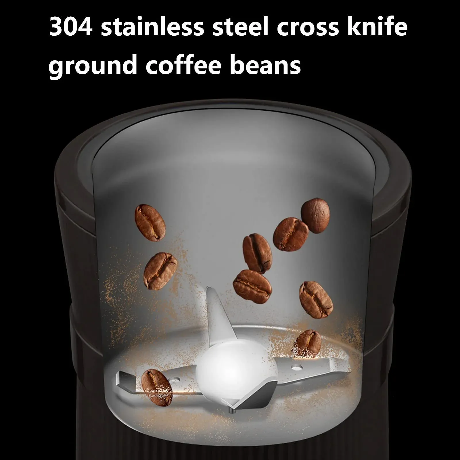 Електрична кавомолка Зерновий млин Спеції Трави Зернові Перець Кавові зерна Побутовий подрібнювач 200 мл, фото №8
