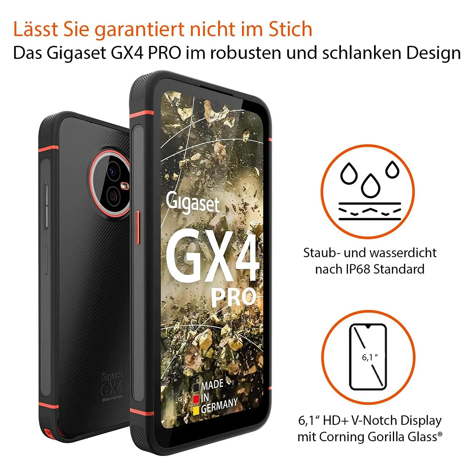 Смартфон Gigaset GX4 PRO 4G IP68 Military Standard 6.1" 128GB 6GB RAM 48MP Black, фото №2