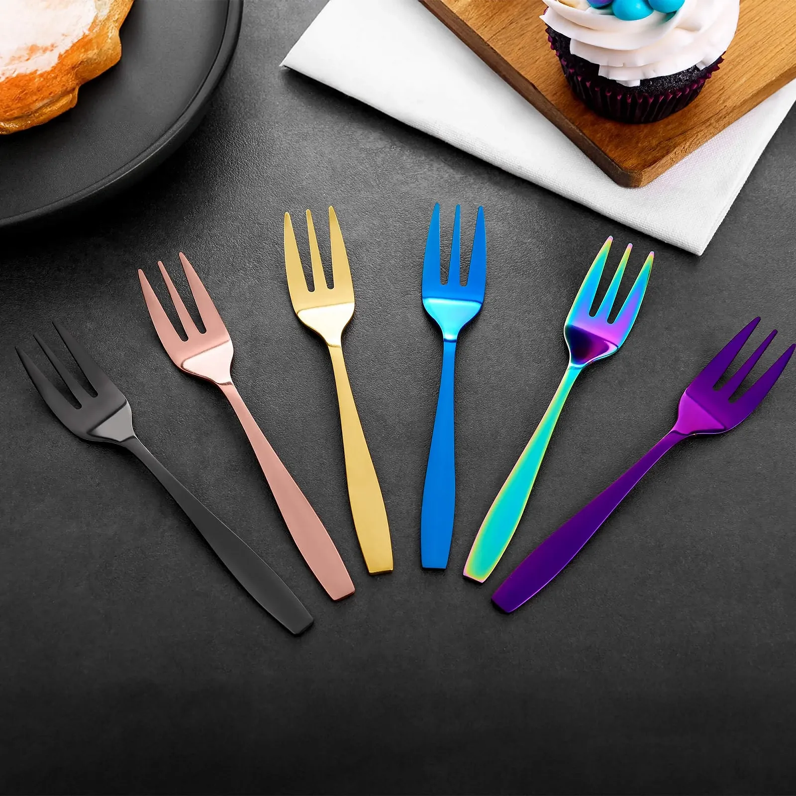 Набір виделок для торта і кавових ложок Kigstein 12 штук різнокольоровий, фото №4 Набір виделок для торта і кавових ложок Kigstein 12 штук різнокольоровий, фото №4