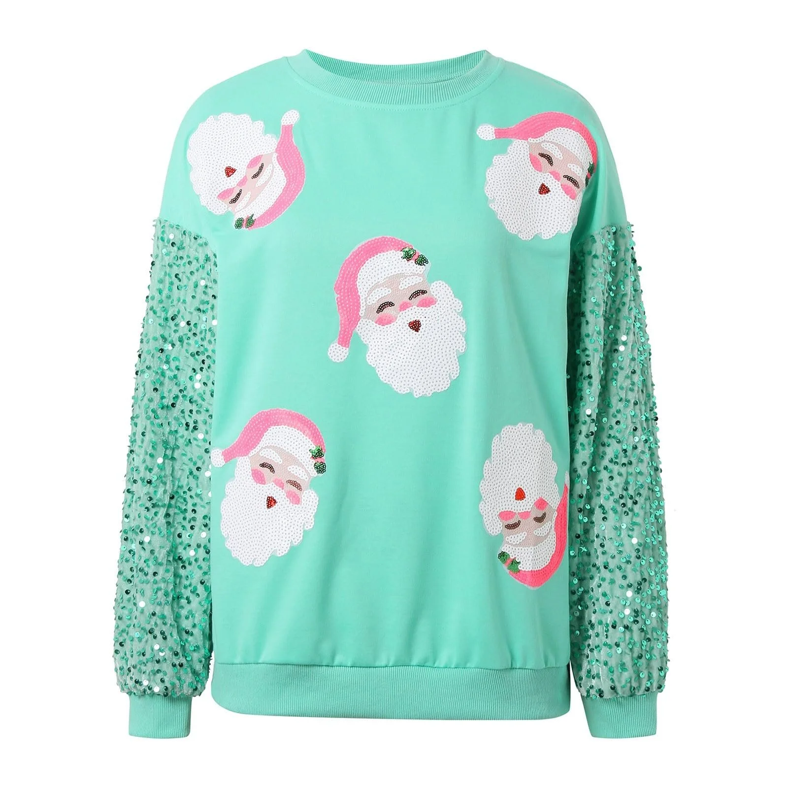 Рождественский джемпер 2024 Женский смешной рождественский свитшот Базовый свитер с круглым вырезом Большой уродливый рождественский свитшот Повседневная свободная рубашка с длинным рукавом Женский джемпер Блузка Праздничный джемпер для девочек-подростков, фото №2