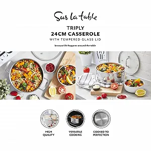 Кастрюля Sur La Table 24 см трехслойная из нержавеющей стали с крышкой из закаленного стекла индукционная цена на synthetic.ua - Фото 1 Кастрюля Sur La Table 24 см трехслойная из нержавеющей стали с крышкой из закаленного стекла индукционная synthetic.ua - Фото 1