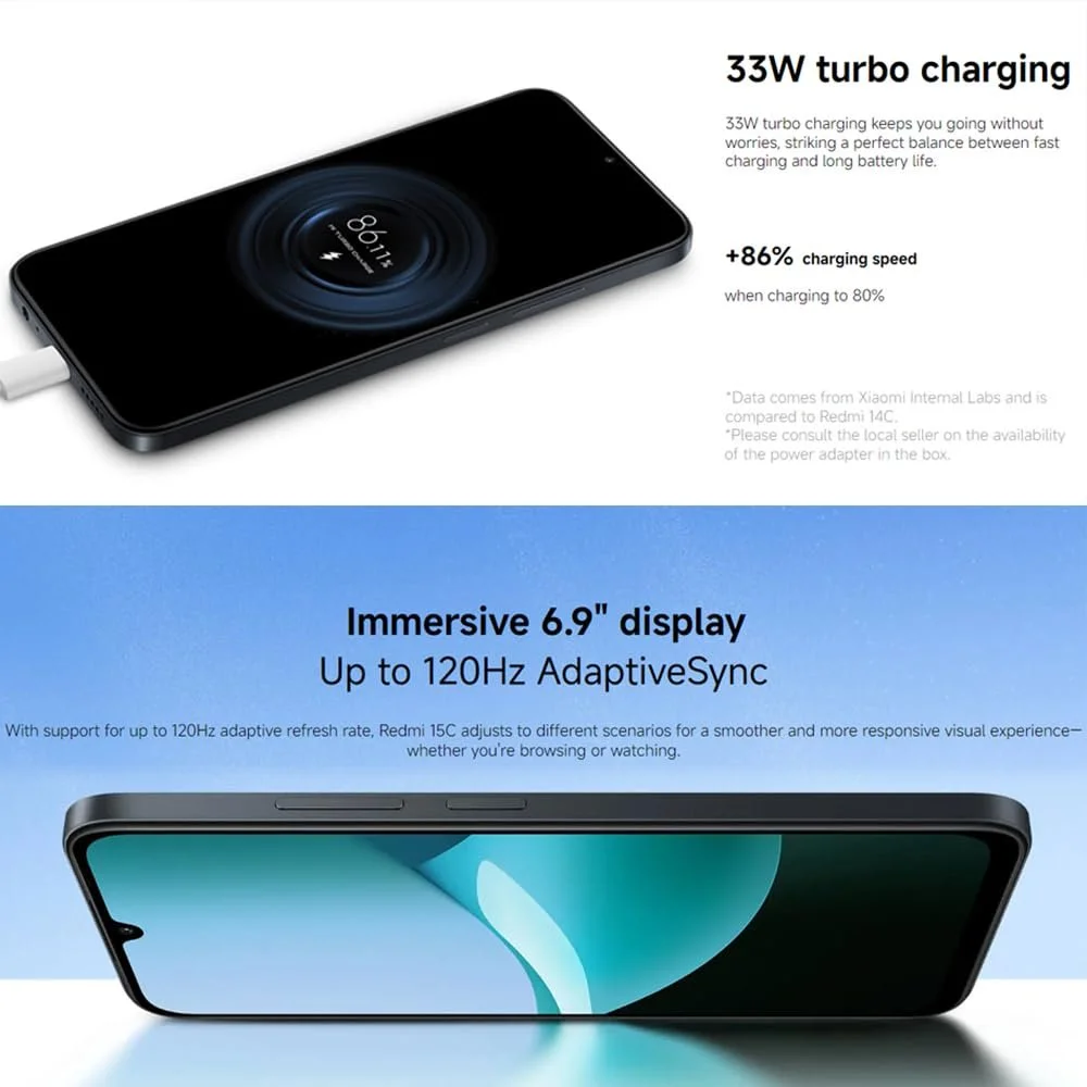 Смартфон XIAOMI Redmi 15C 4G NFC 8ГБ+256ГБ 6.9" 6000мАч AI Dual Camera 50Мп Turbo Charge 33Вт HyperOS 2 Без зарядного устройства Черный, фото №5
