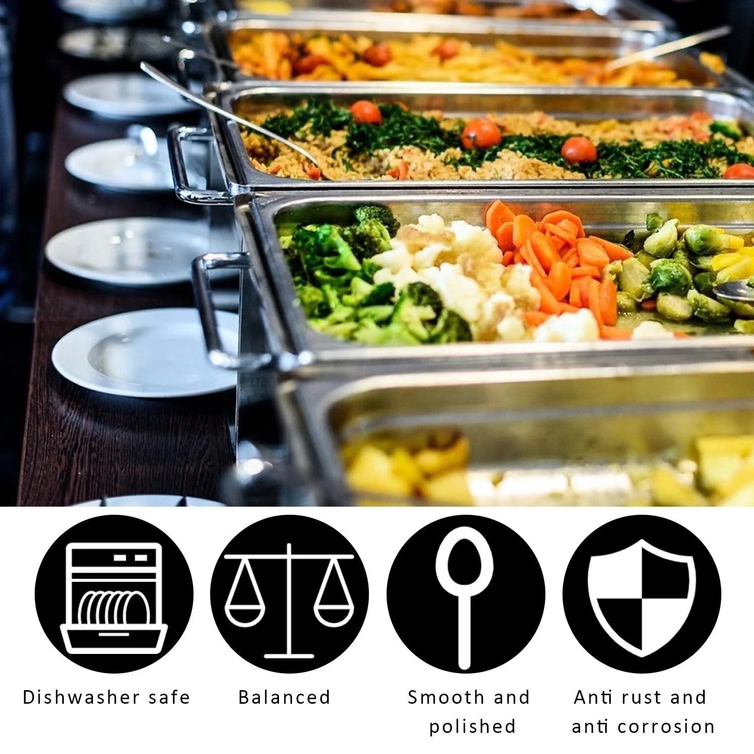 Набір з 2 великих сервірувальних ложок з нержавіючої сталі, фото №5