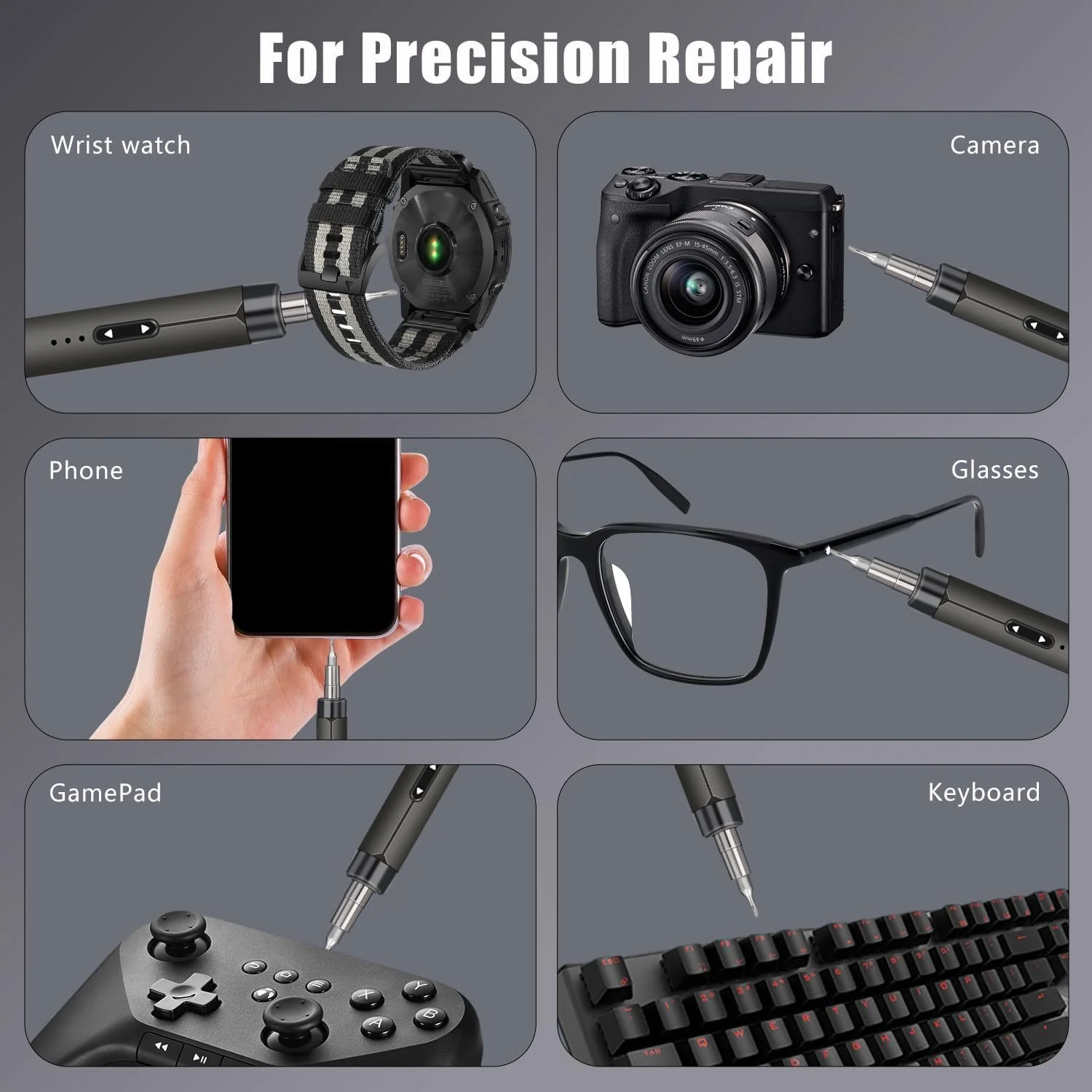 Акумуляторна прецизійна викрутка 46-в-1 USB портативна, фото №2