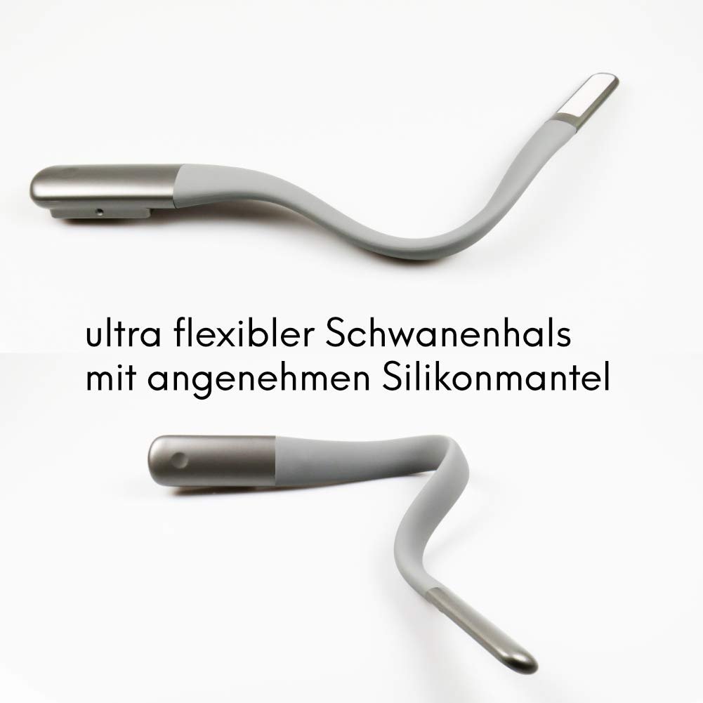 Настільна лампа kalb Material für Möbel Sedani Bed Light 4 W Reading Light Flex Silicone Neck Warm White Сріблясто-сіра, фото №6