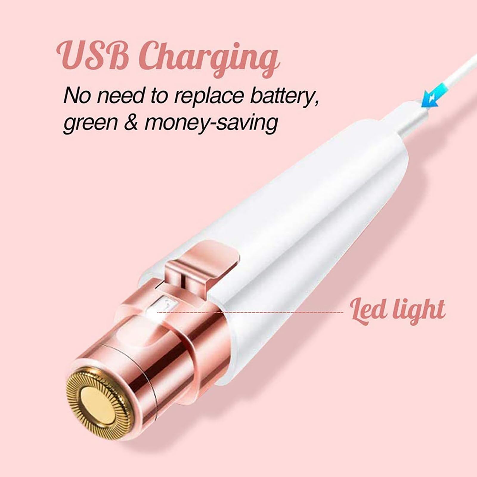 Электробритва Petyoung 2 в 1 Portable Eyebrow Trimmer с LED подсветкой USB перезарядная, фото №3