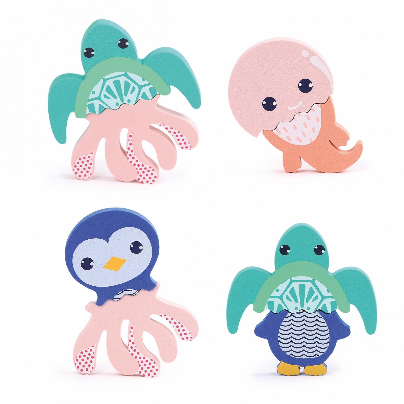 Игрушка для ванны JBM LUDI Mix & Match 4 Пенопластовые животные для уборки, фото №5