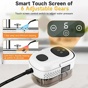 Ручний пароочисник 2500 W 3.0 Bar 1100 мл з цифровим дисплеєм та 9 аксесуарами ціна на synthetic.ua - Фото 1 Ручний пароочисник 2500 W 3.0 Bar 1100 мл з цифровим дисплеєм та 9 аксесуарами synthetic.ua - Фото 1