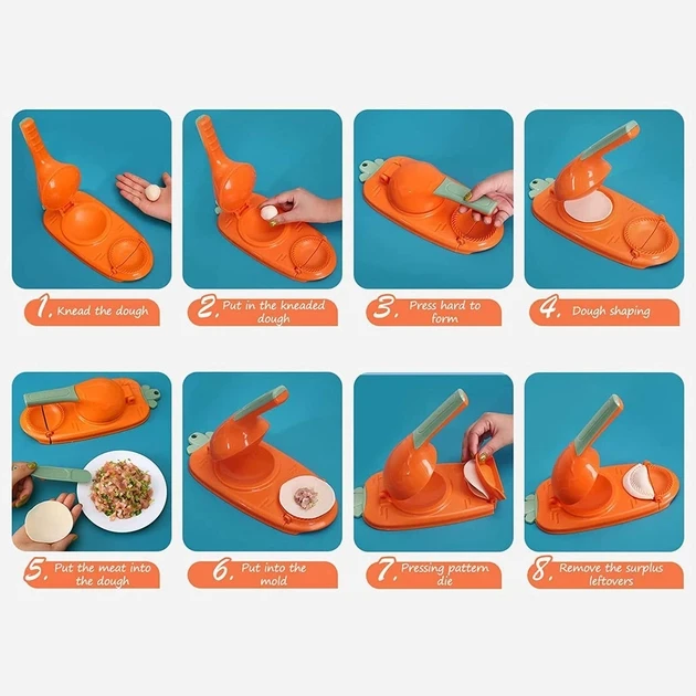 Машинка для лепки вареников 2в1 универсальная вареничница механическая пресс-форма желтого цвета, фото №2 Машинка для лепки вареников 2в1 универсальная вареничница механическая пресс-форма желтого цвета, фото №2