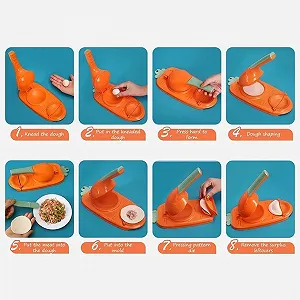 Машинка для лепки вареников 2в1 универсальная вареничница механическая пресс-форма желтого цвета synthetic.ua - Фото 1