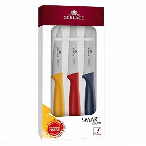 Набір кухонних ножів Gerlach Smart Color, 3 ножі з нержавіючої сталі: ніж для овочів 3,5 дюйма, ніж для стейка 4 дюйма, кухонний ніж 5 дюймів - Фото 1