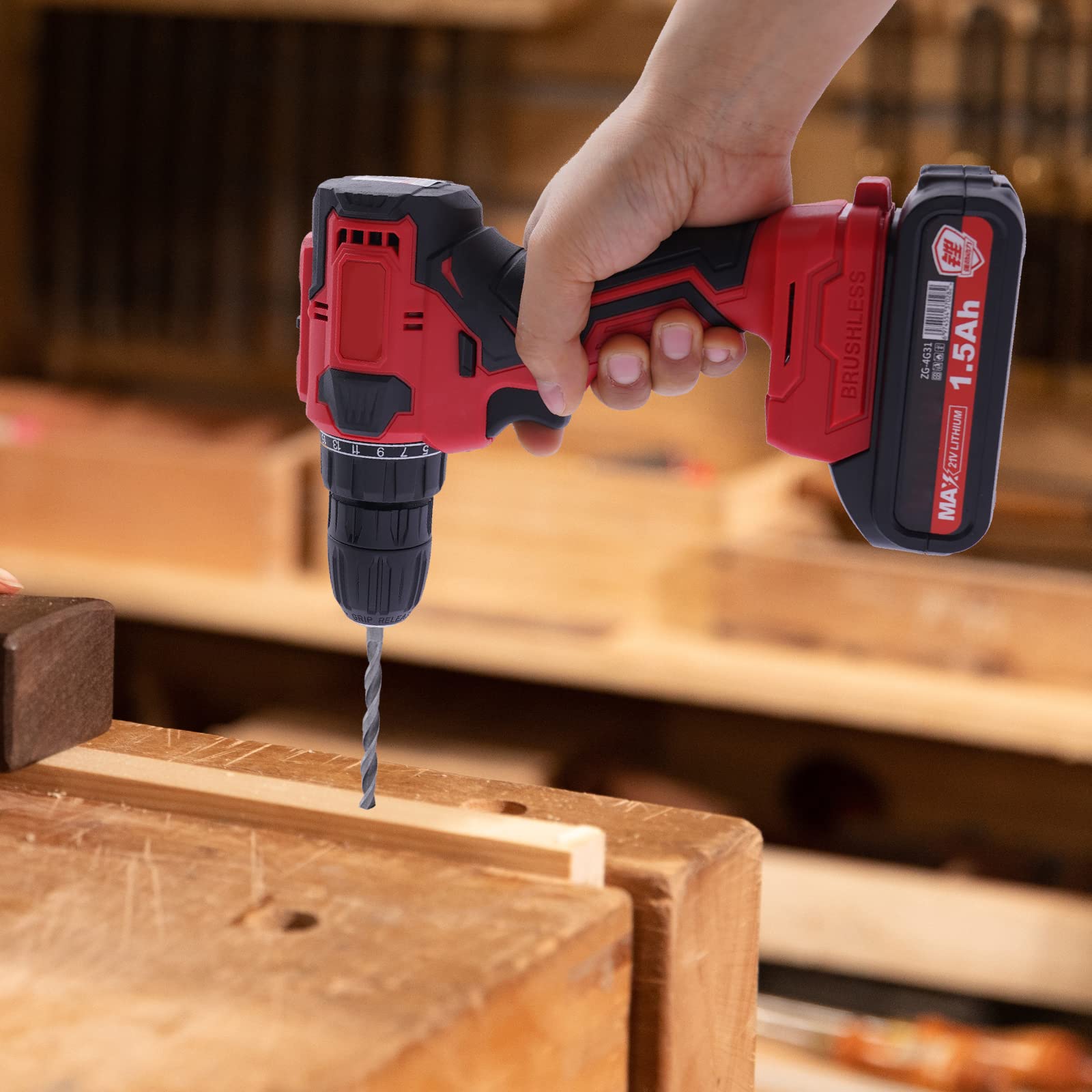 Шуруповерт Bazargame Cordless 21 В Brushless Hammer Drill 1580 Вт Аккумуляторный Гайковерт Бесщеточный 25 Скоростей Набор Шуруповерта с Портативным Кейсом, фото №3
