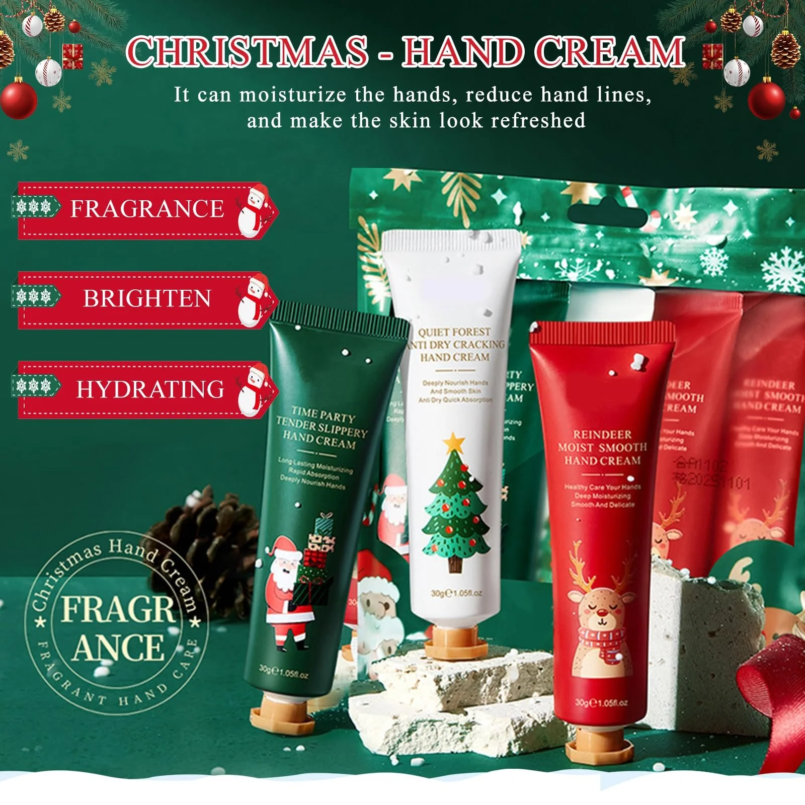 Набір кремів для рук 5 шт Різдвяний набір, фото №6