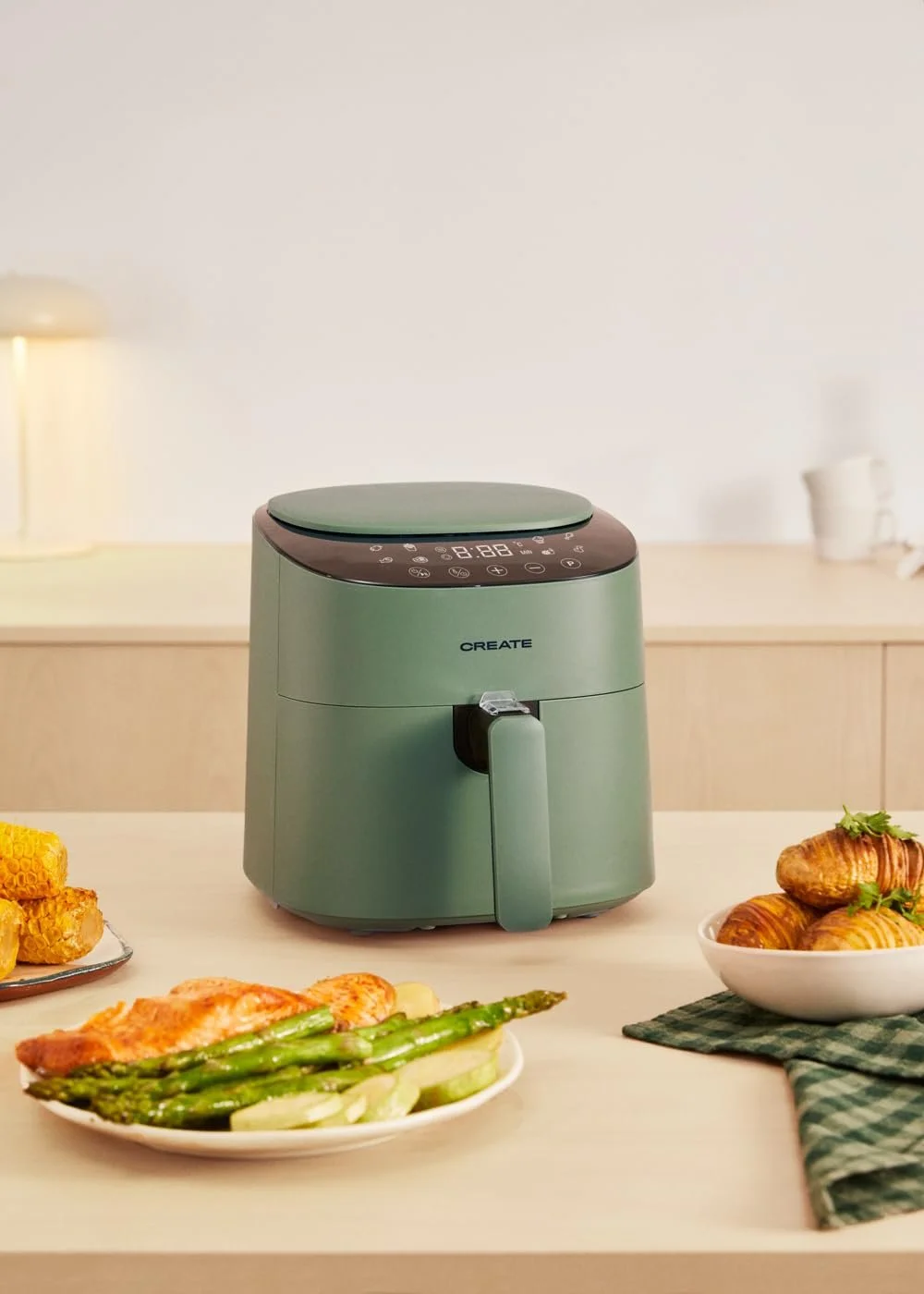 Мультипечь CREATE Fryer Air Pro Compact 3.5 л 8 программ 1300 Вт 360º Air Circulation Шалфейный зеленый, фото №4