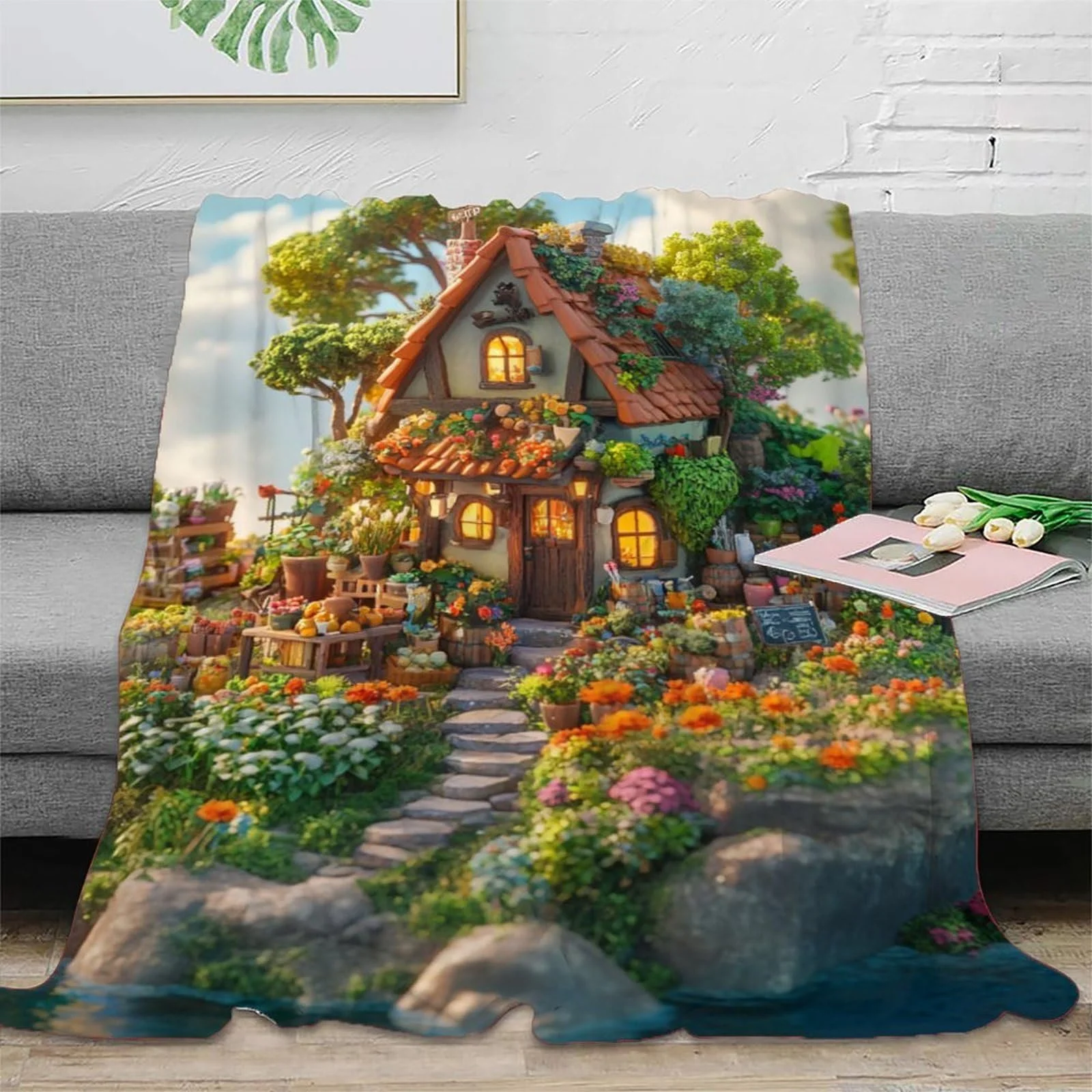 Плед Sea Hut Микрофибра Флис Мягкий Теплый Скандинавский Сталь 3D, фото №2