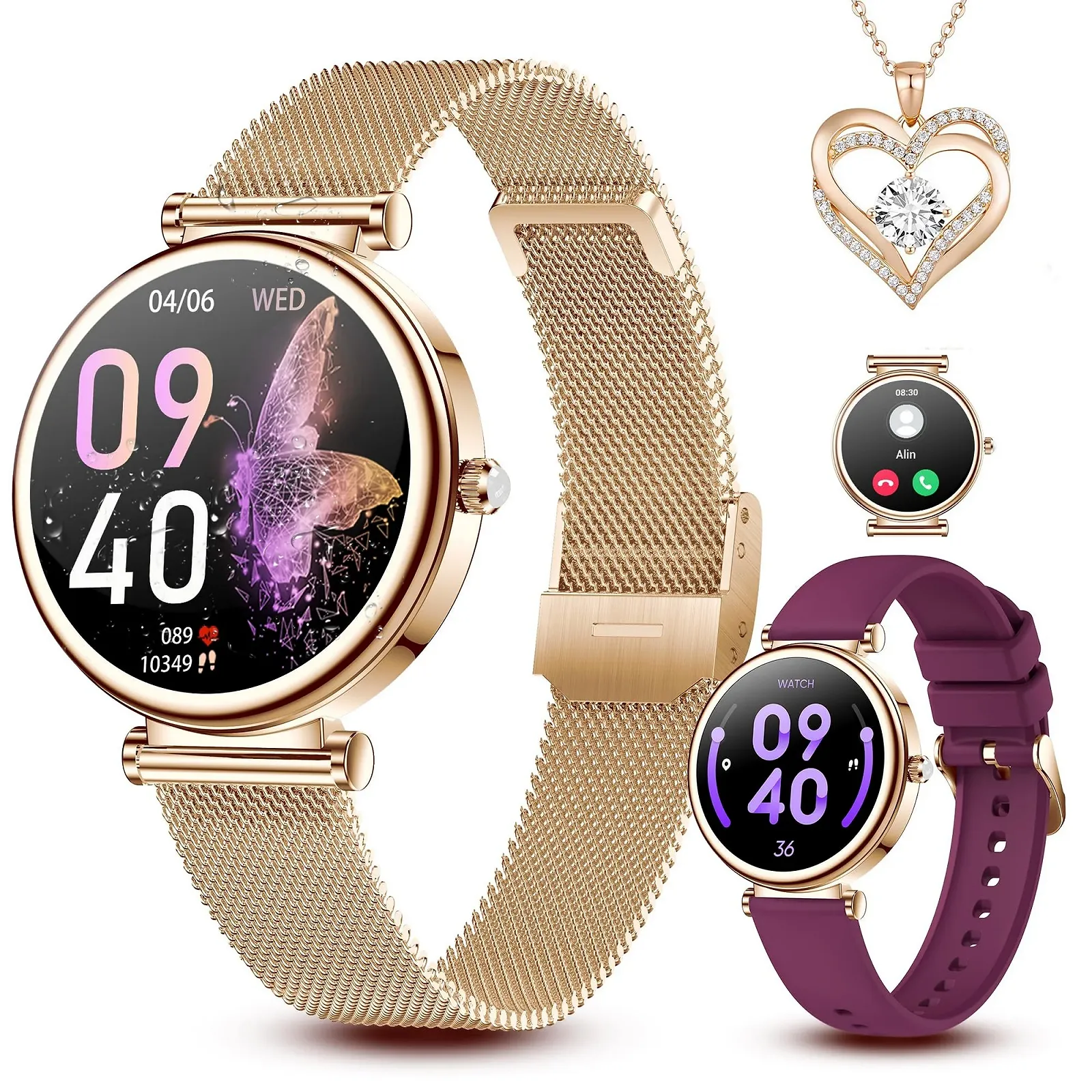 Смартгодинник жіночий, Смартгодинник з функцією телефона, IP68 водонепроникний, 1.3 дюймовий HD сенсорний екран, фото №1