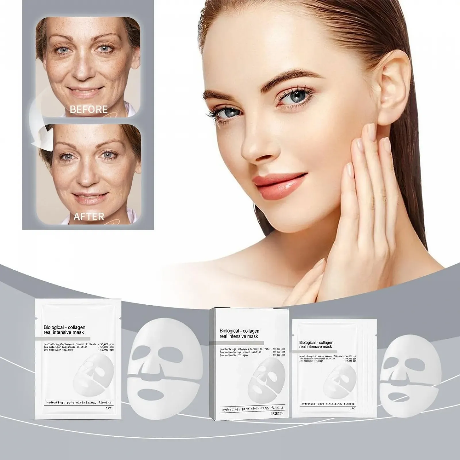 Маска для обличчя Nifora Bio Collagen, 20 шт. Органічна колагенова маска нічна, антивіковий догляд (20 шт.), фото №2