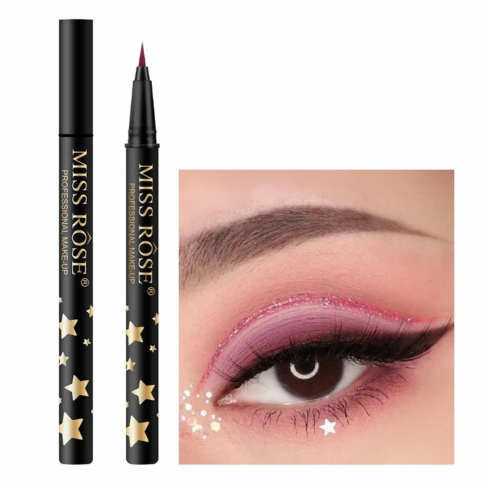 Жидкая Подводка для глаз с блестками Fowybe, фото №7