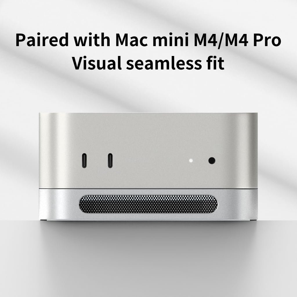 Настольная подставка для Mac Mini M4/M4 Pro 2024, алюминиевая охлаждающая подставка для Mac Mini, настольная подставка-радиатор, пылезащитное основание, фото №5 Настольная подставка для Mac Mini M4/M4 Pro 2024, алюминиевая охлаждающая подставка для Mac Mini, настольная подставка-радиатор, пылезащитное основание, фото №5