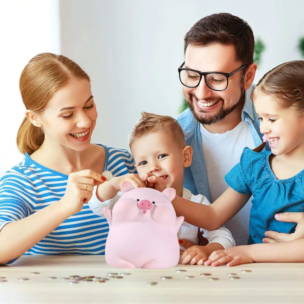 Копилка Resin Enamel Поросенок небьющаяся Розовая, фото №6