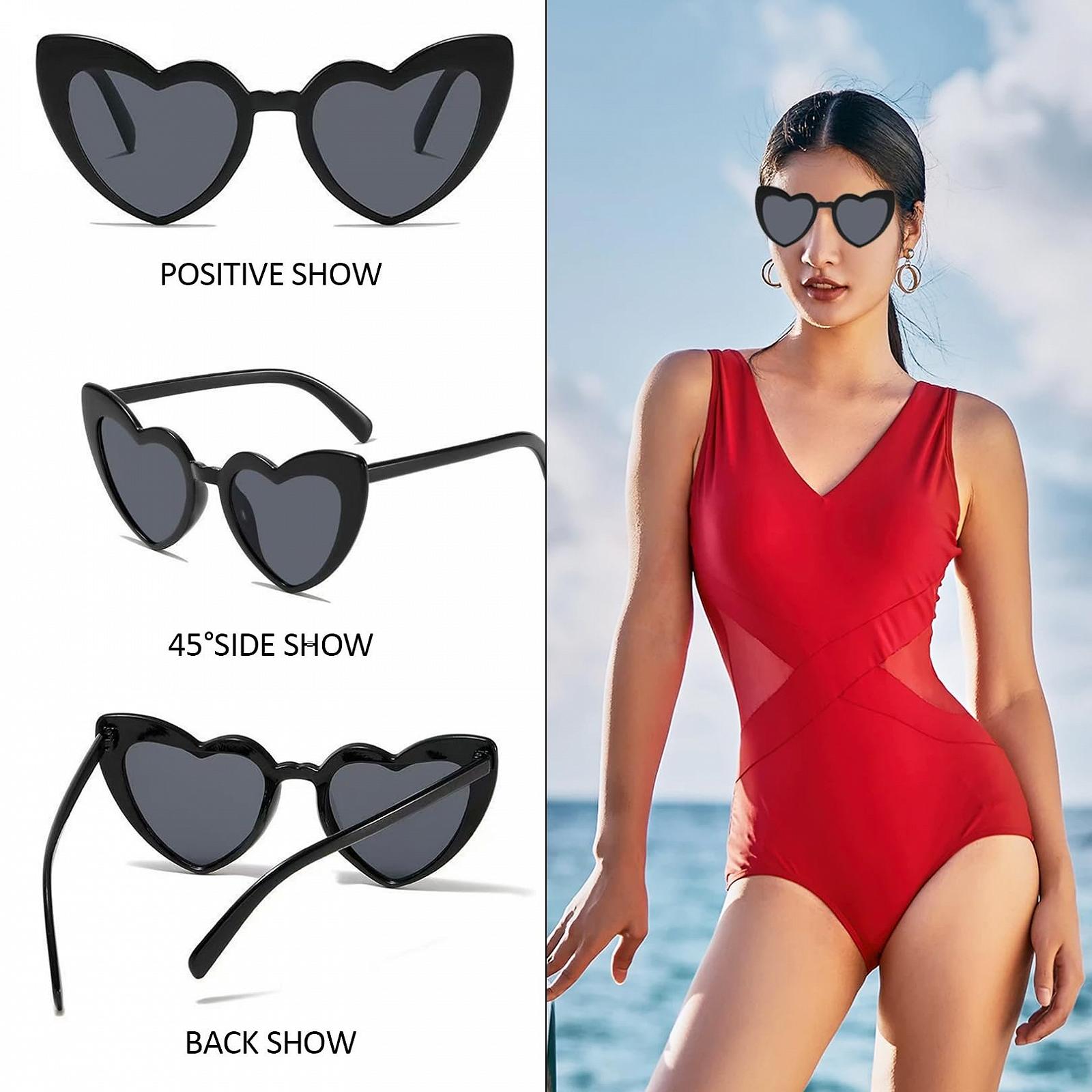Набір Сонцезахисних Окулярів у Формі Серця Вінтаж Fashion Hippie Чорний, 8 шт, фото №4