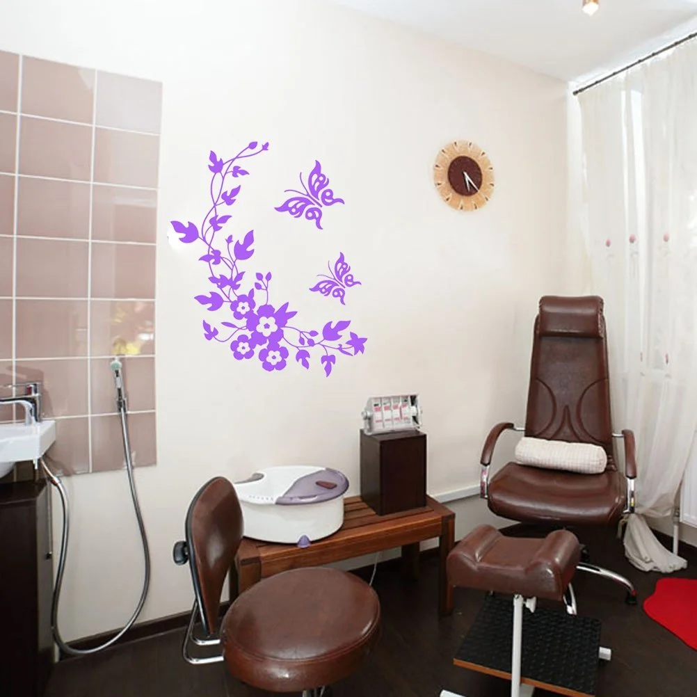 Наклейка на кришку унітаза або стіну Метелик Фіолетова ПВХ 34 x 28 см Фіолетовий, фото №3