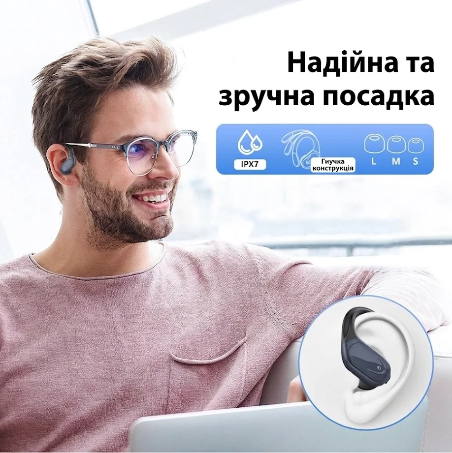 Беспроводные наушники CASCHO BX17 / Bluetooth 5.3 / ENC / SBC / AAC / Влагозащита IPX7 / Быстрая зарядка / До 60 часов работы от кейса / Черные, фото №5