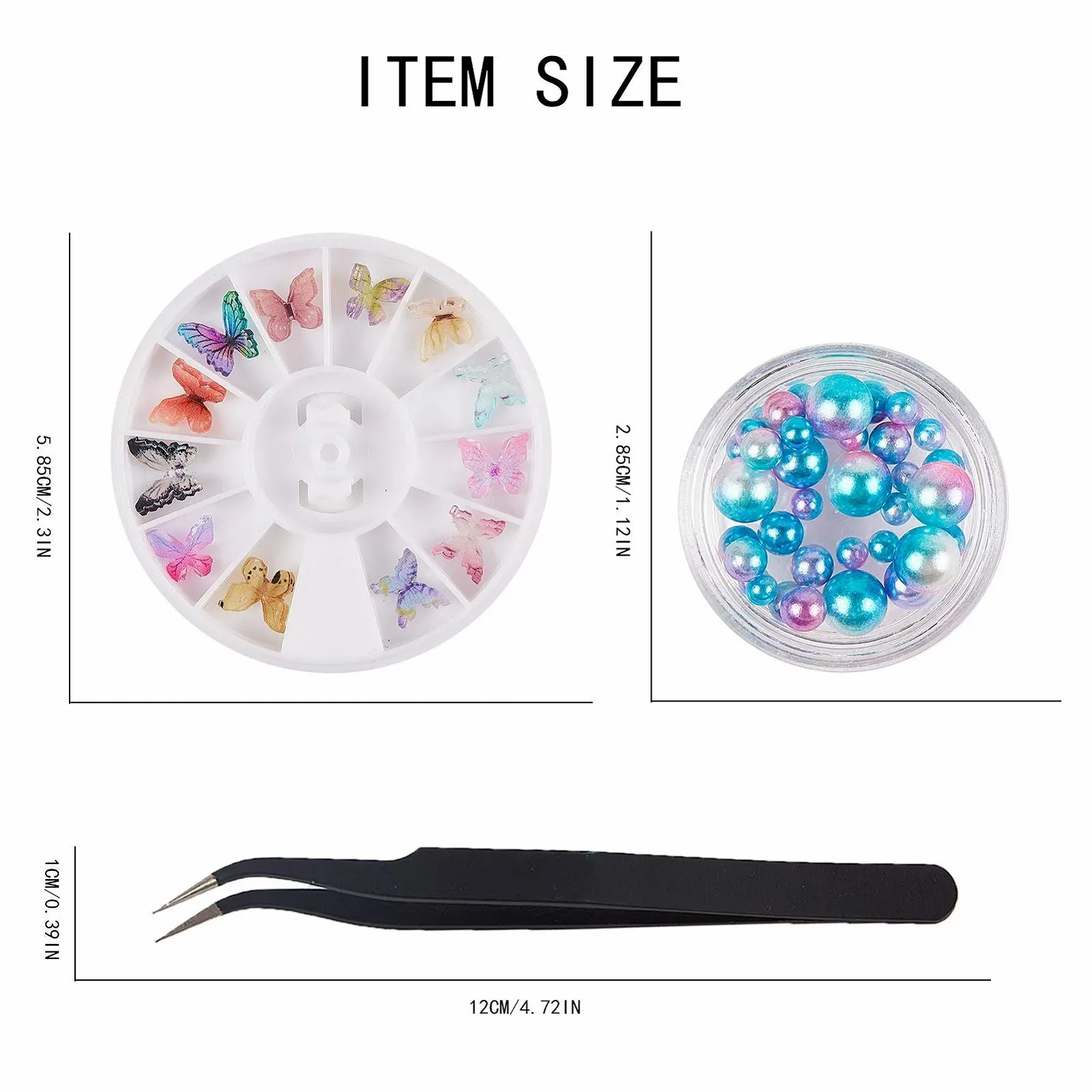 3D Украшение для ногтей NICENEEDED 2 коробки Бабочка Аксессуары для ногтей Волшебные драгоценные камни 1 упаковка кристаллов из страз для ногтей Круглые бусины, фото №2