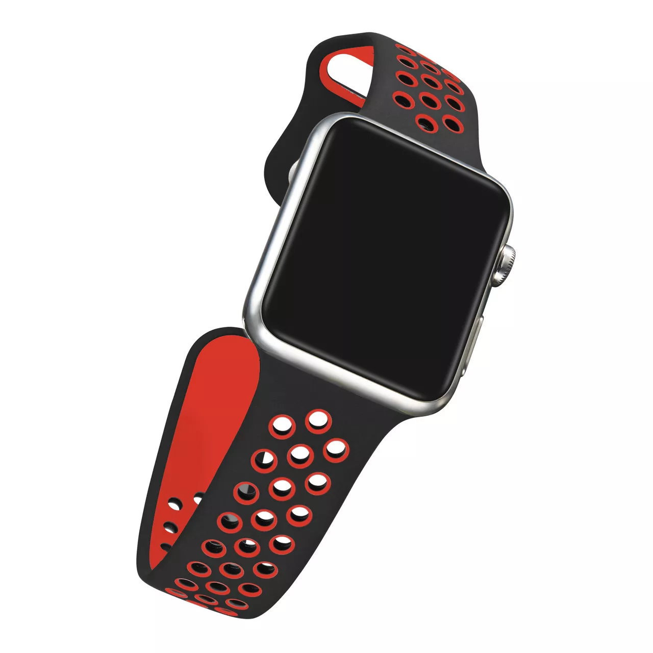 Спортивный ремешок с перфорацией Primo для Apple Watch 38mm 40mm S/M 110mm Black Red, фото №4