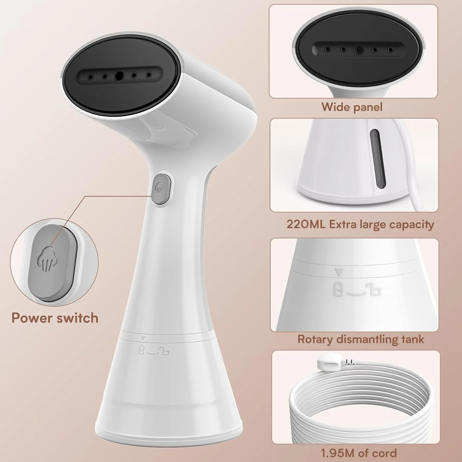 Дорожный отпариватель OLAYMEY 30 г/мин 220 мл 20 с нагрев 2 м кабель, фото №6