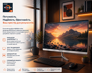 Моноблок 23.8" Medion (Lenovo Group) Akoya E23301 | AMD Ryzen 5 3500U | IPS (1920x1080) FullHD | RAM 8 ГБ | SSD 512 ГБ | AMD Radeon Vega 8 Graphics | Тонкий корпус | Wi-Fi 5 | Win11 (5220) - Фото 1