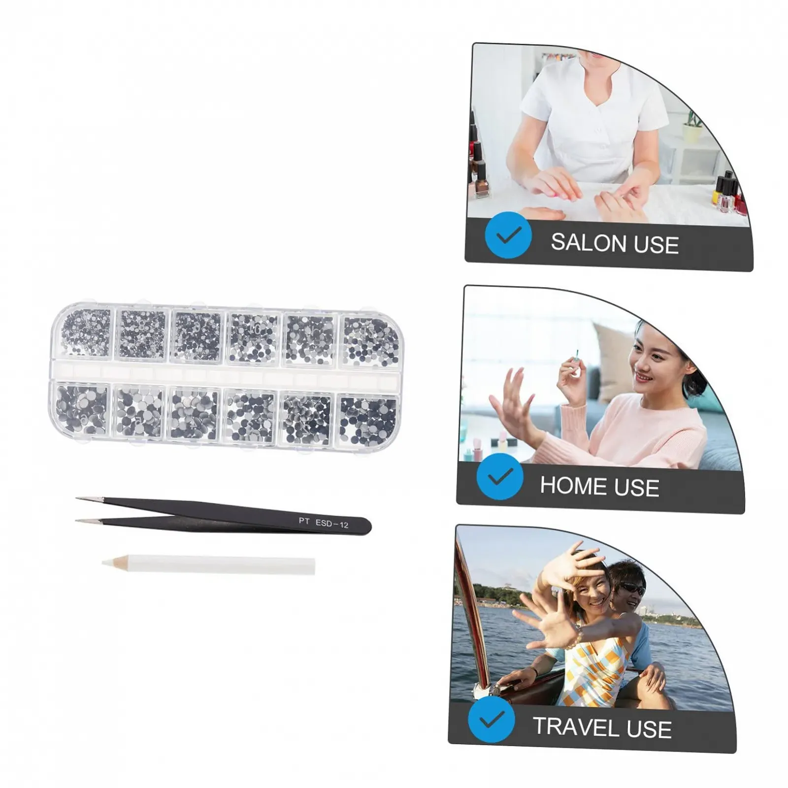 Стрази для нігтів Healeved 2 набори, плоска задня частина, інструменти для манікюру, фото №4