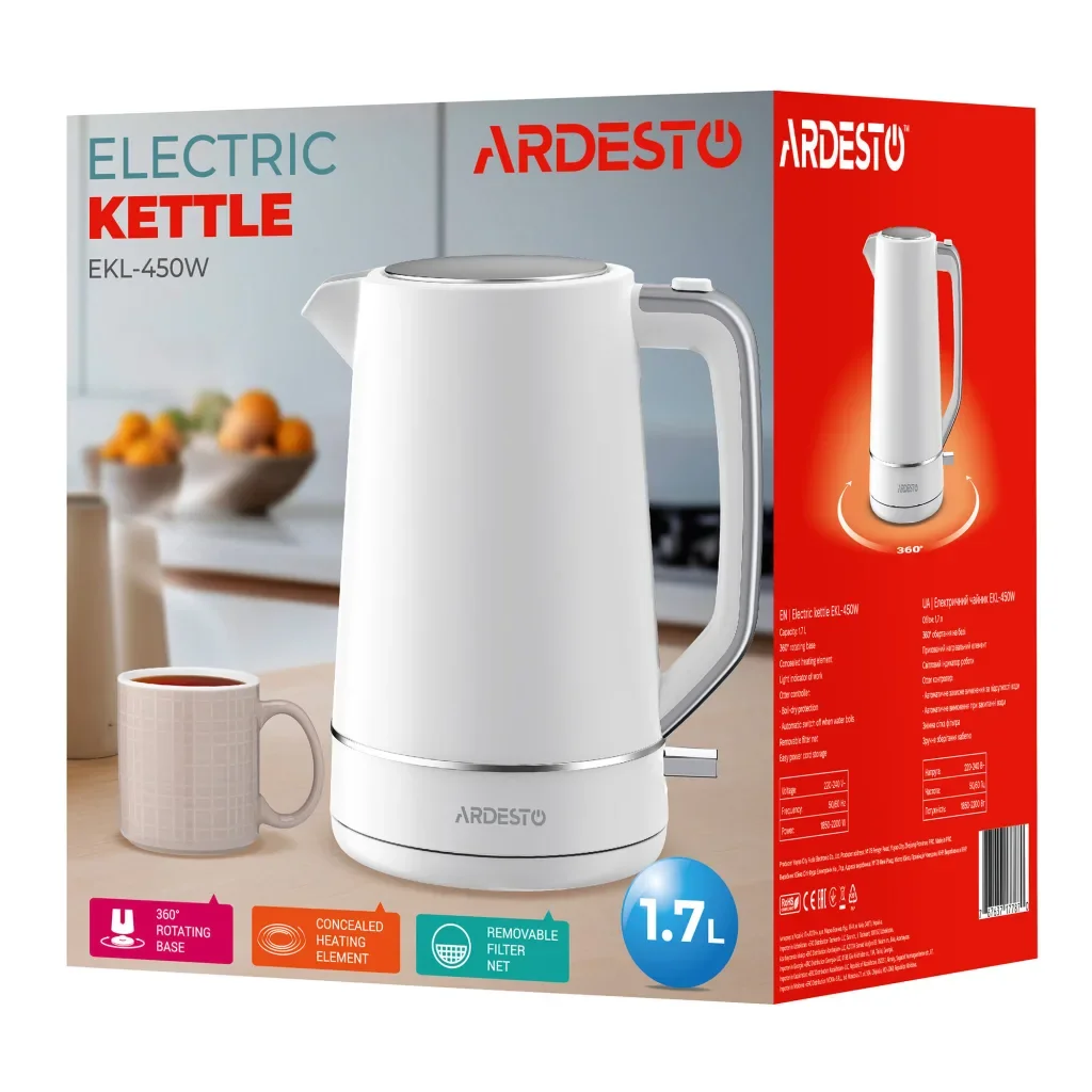 Электрочайник ARDESTO EKL-450W, фото №6 Электрочайник ARDESTO EKL-450W, фото №6