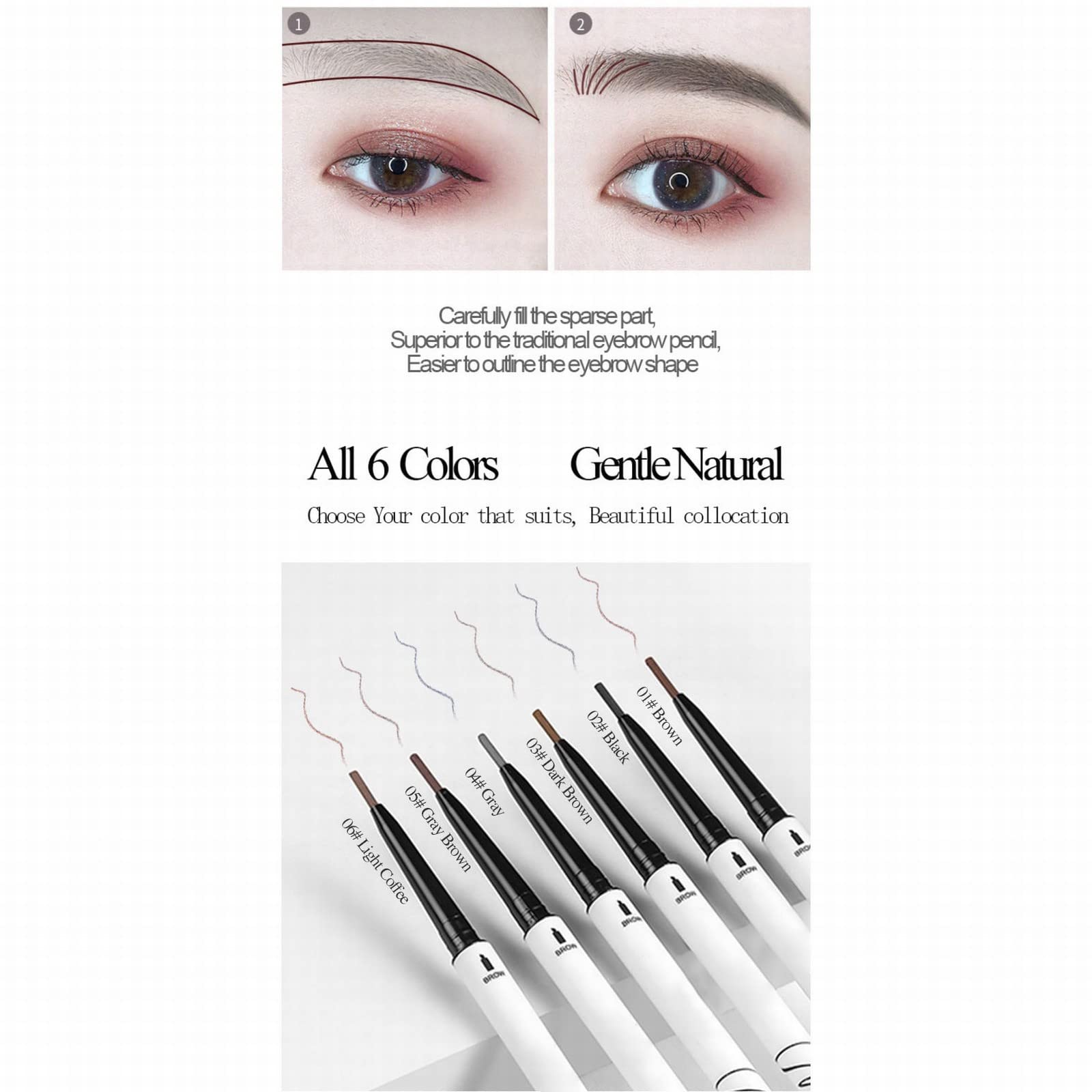 Олівець для брів з подвійним наконечником водостійкий 3D T23R713, фото №5 Олівець для брів з подвійним наконечником водостійкий 3D T23R713, фото №5