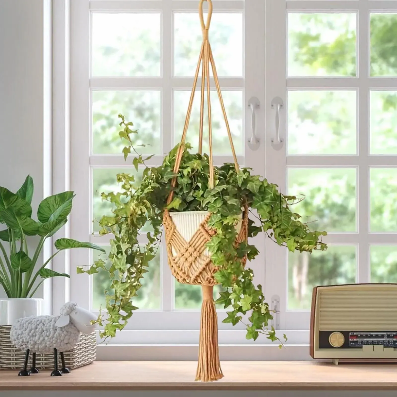 Підвіси для рослин макраме Джутові Набір із 2 шт., фото №3