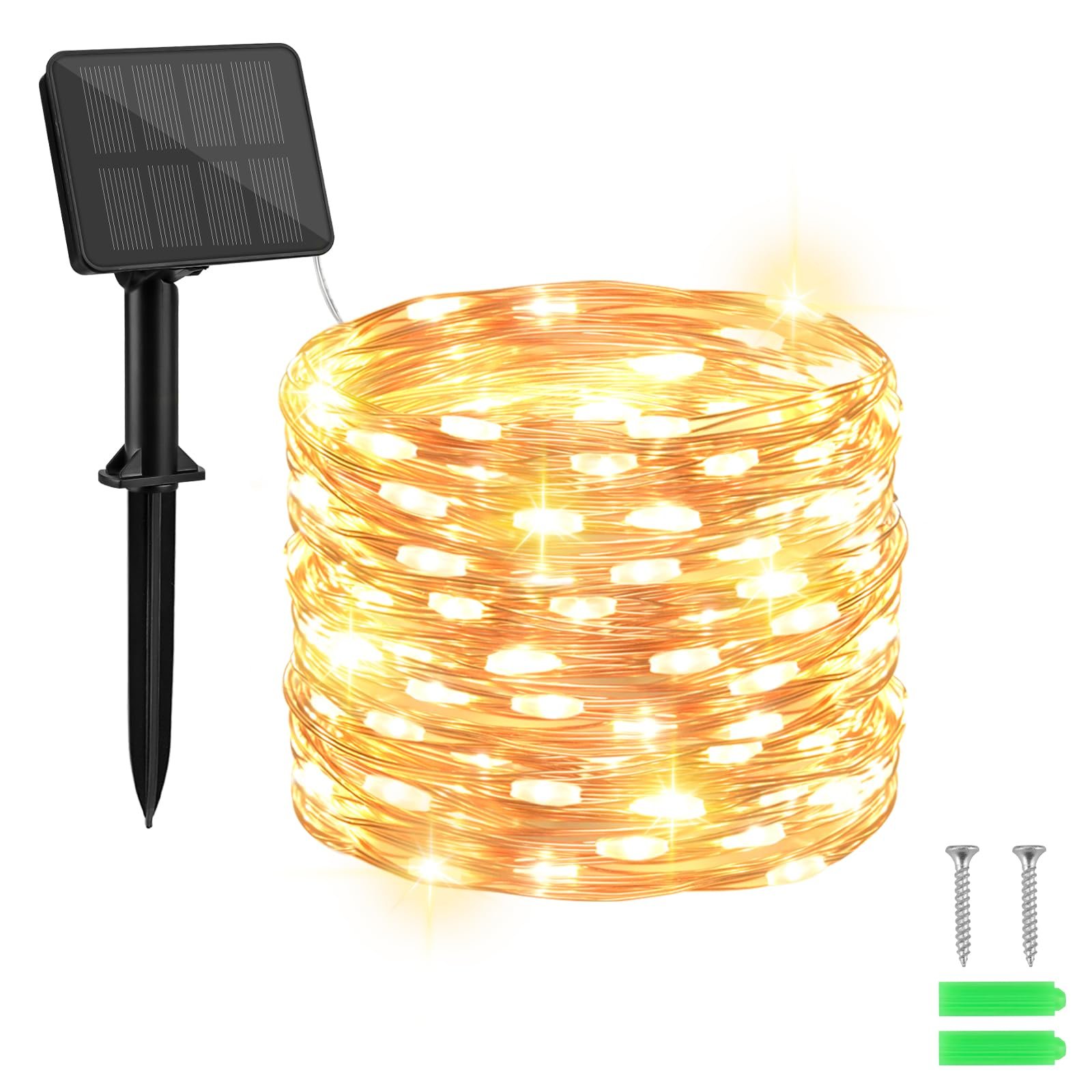 Гірлянда Cshare Solar 10 м 100 LED Мідний дріт Теплий білий, фото №1