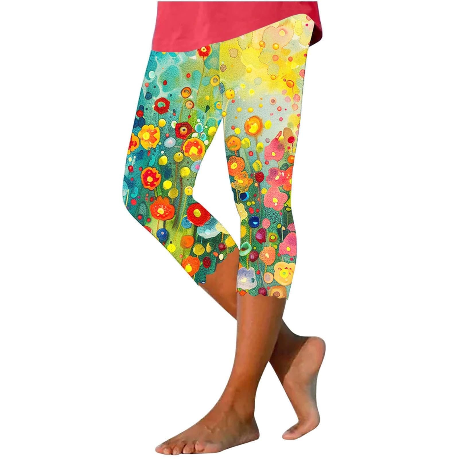 Жіночі зимові Capri Leggings 2025, міцні, з квітковим принтом, літні повсякденні Capri до коліна 2024, облягаючі зручні укорочені Для активного відпочинку, фото №1